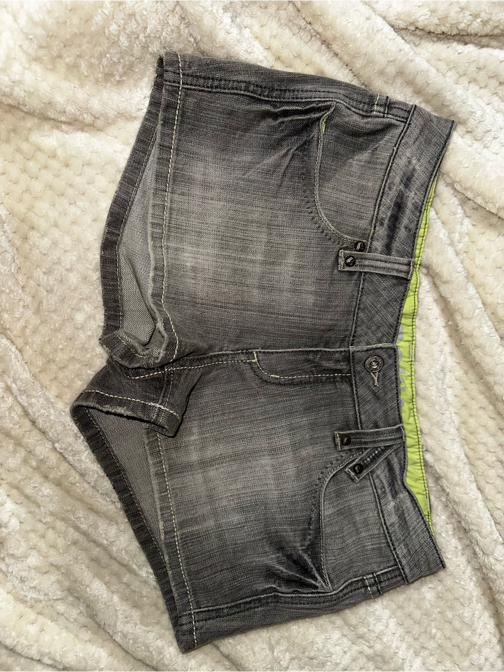 Nollie Women's Gray Denim Jean Shorts with Lime Trim